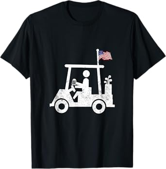 Beer Golfer Golf Cart with American Flag USA Golfing Gift T-Shirt for Women Men