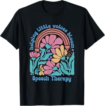Retro Speech Therapy Helping Little Voices Bloom Flowers SLP T-Shirt