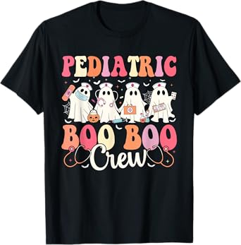 Pediatric Nurse Boo Boo Crew Ghost Nurse Halloween Costume T-Shirt
