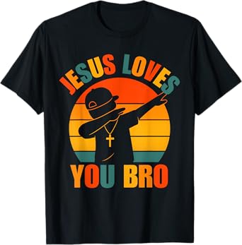 Jesus Love You Bro Dabbing Boy Christian Kids Boys Saying T-Shirt