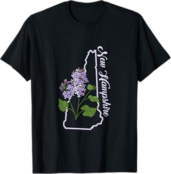 State of New Hampshire Purple Lilac Flower T-Shirt