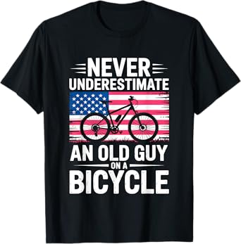 Vintage Funny Never Underestimate An Old Guy On A Bicycle T-Shirt