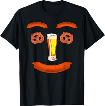 Beer Pretzel Wurst Sausage Smile. Funny Oktoberfest Wurst T-Shirt