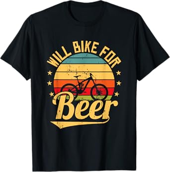 Will Bike for Beer Funny Bike Lovers Biking Vintage T-Shirt