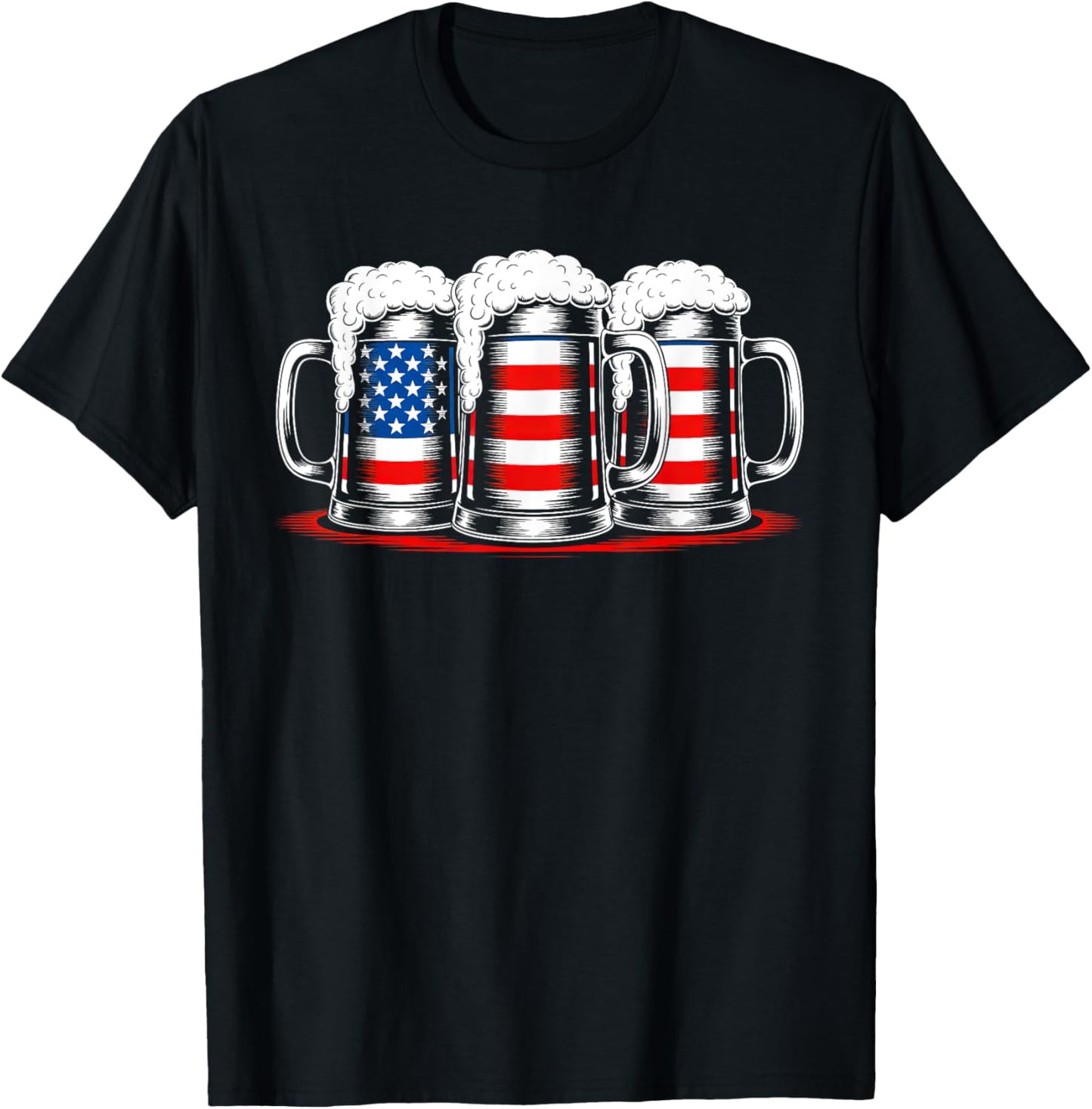 Beer American Flag 4th Of July Men Women Merica Drinking Usa T-shirt