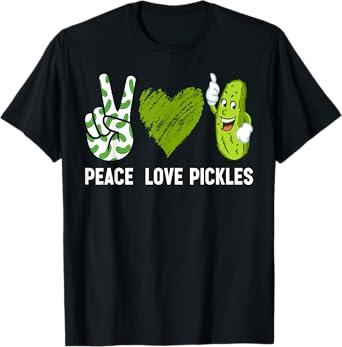 Peace, Love Pickles Retro Pickles Lover Food Lover T-Shirt