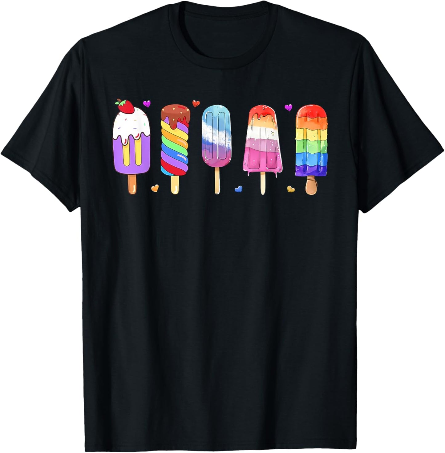 Gay Pride LGBT Flag Popsicles Rainbow Ice Cream Men Women T-Shirt