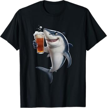 Shark Drinking Beer Realistic T-Shirt