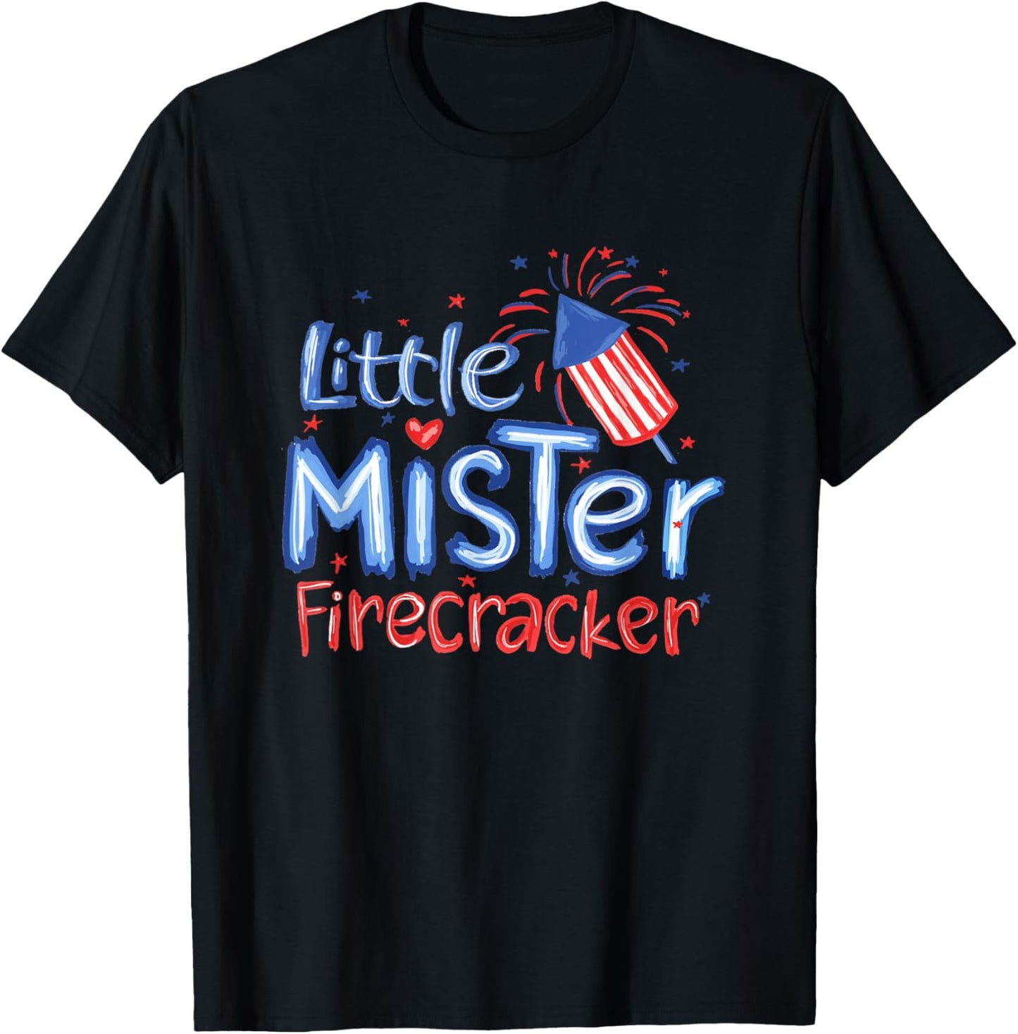 Little Miss Firecracker American Toddler Girl Boy 4th July T-shirt