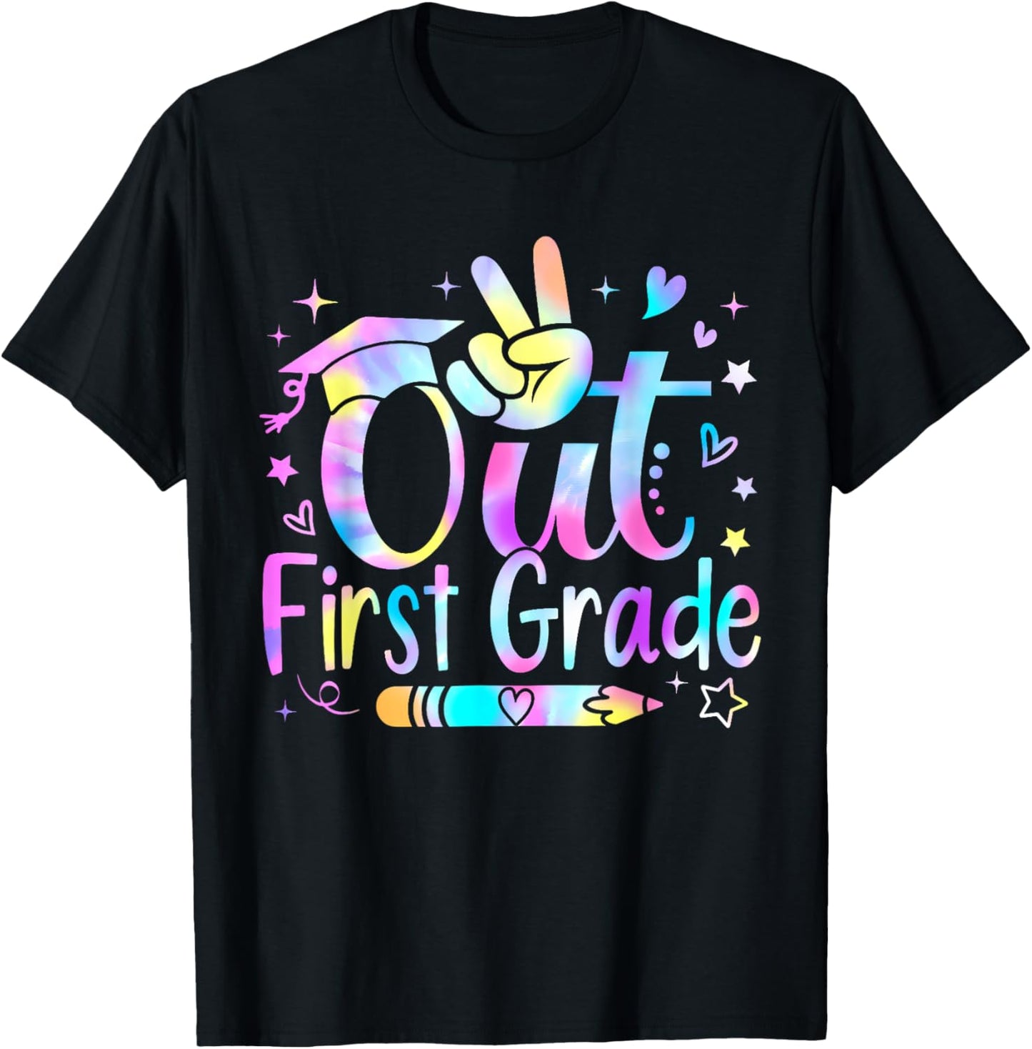 Peace Out First Grade Cute Tie Dye Last Day Of 1st Grade T-Shirt