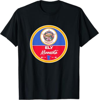 Ely Minnesota MN State Flag Badge T-Shirt