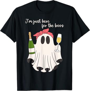 I'm Just Here for The Boos Halloween Wine Beer Ghost Women T-Shirt