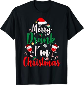 Merry Drunk I'm Christmas Funny Santa Joke Xmas Beer Lover T-Shirt