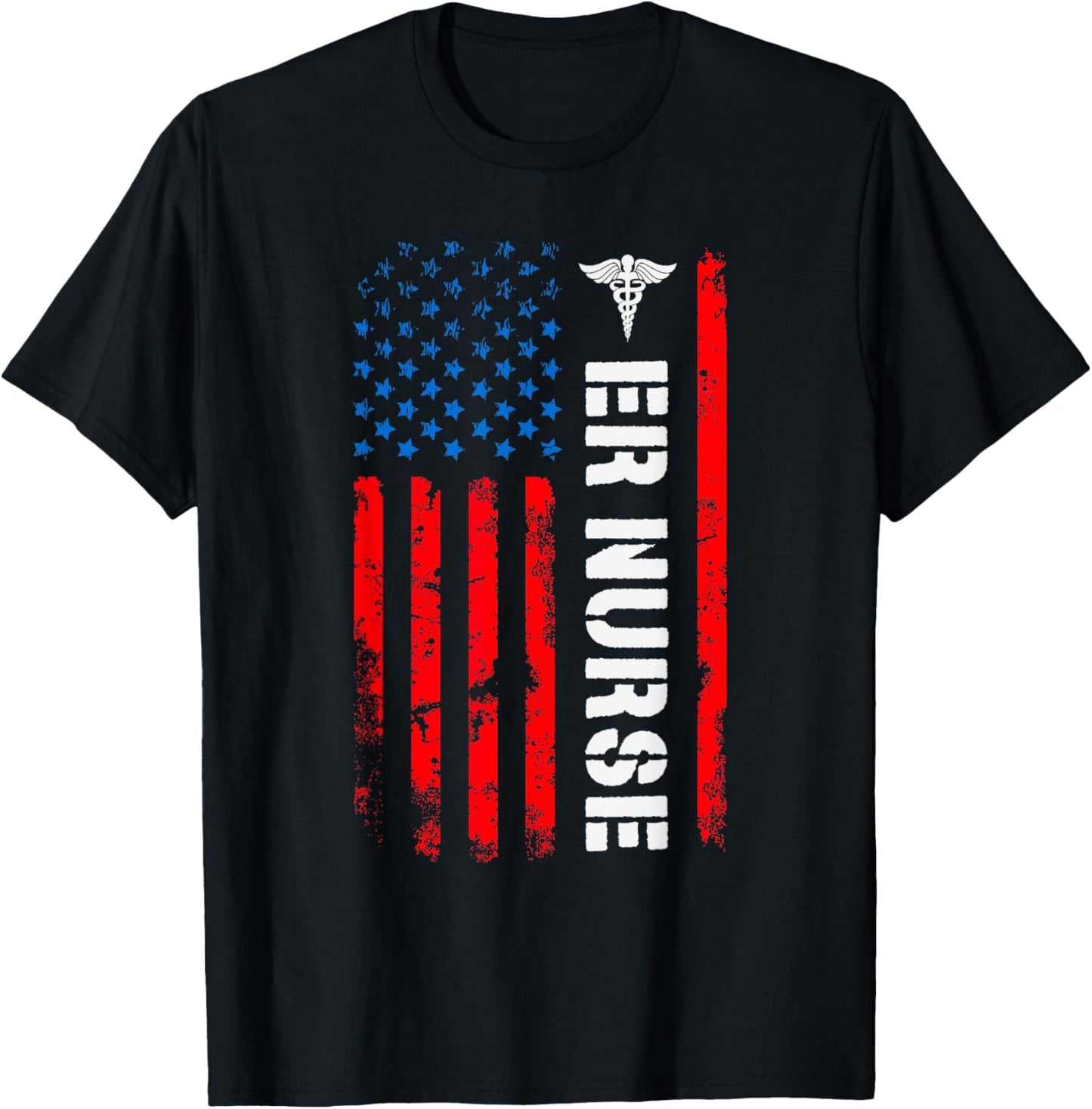 Patriotic ER Nurse Shirt Retro American Flag 4th of July RN T-Shirt