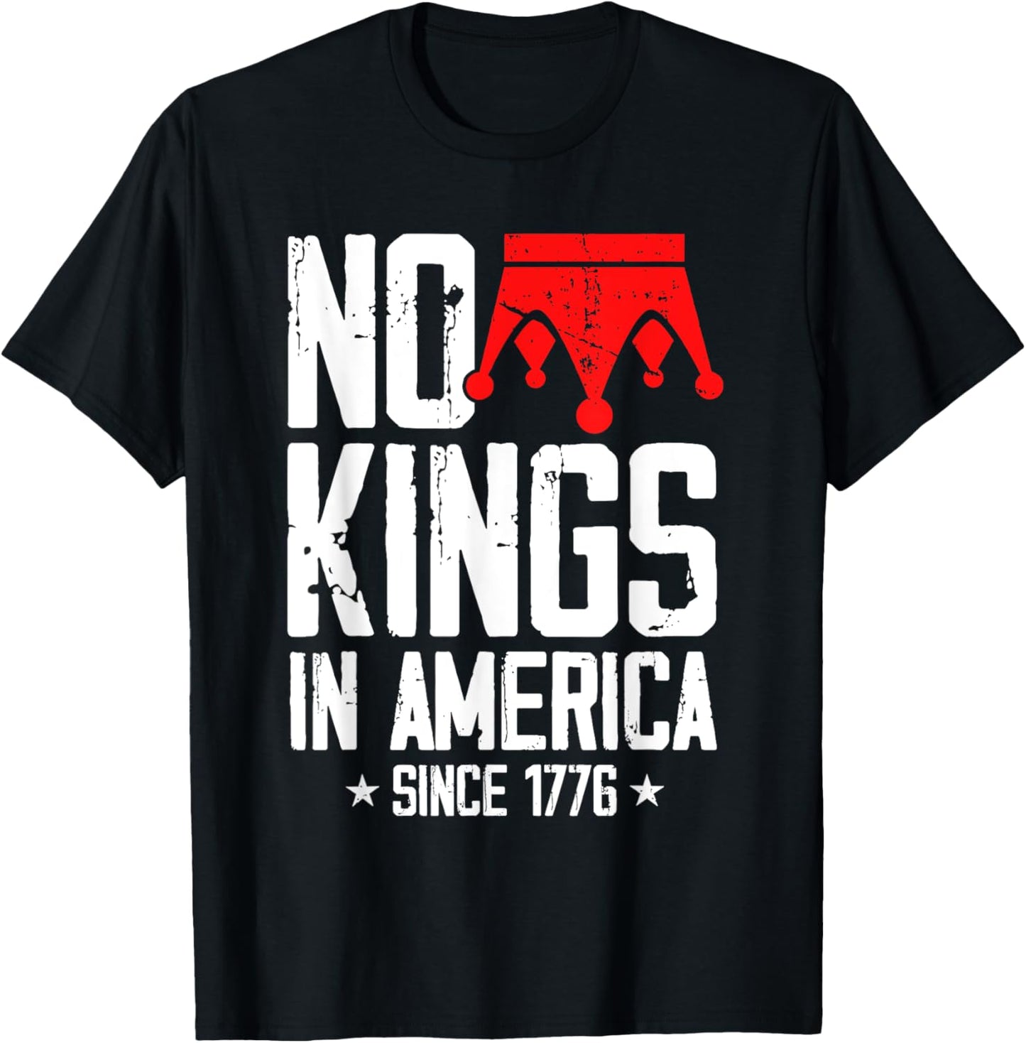 No Kings In America Since 1776 Distressed Usa Flag Vintage T-shirt