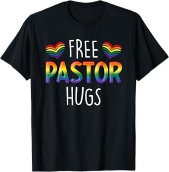 Free Pastor Hugs Christian Pastor Gay Christian Pride Month T-Shirt