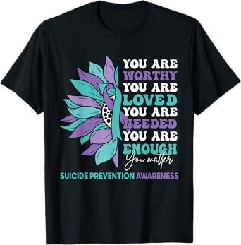 Sunflower Motivational Support Suicide Prevention Awareness T-Shirt