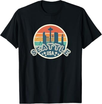 Seattle Space Needle USA Washington Retro University T-Shirt