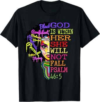 God is Within Her She Will Not Fall Christian Inspirational T-Shirt