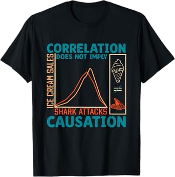 Correlation does not imply causation shark attacks ice cream T-Shirt