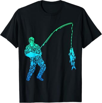 Cool Fisherman Apparel & Gift Ideas Fishing Fish Men Boys T-Shirt Black Small
