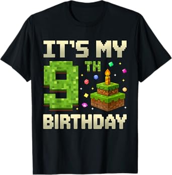 Birthday Boy It's My 9th Birthday Game Pixel Boys T-Shirt