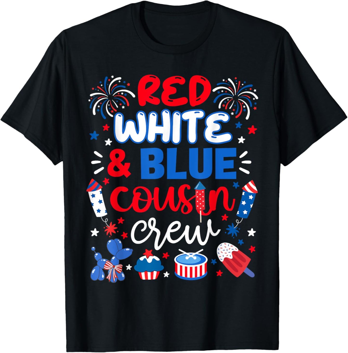 Red White and Blue Cousin Crew 2025 4th July Matching Family T-Shirt
