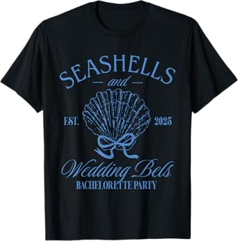 Seashells & Wedding Bells Beach Bach Party Est 2025 Bride T-Shirt