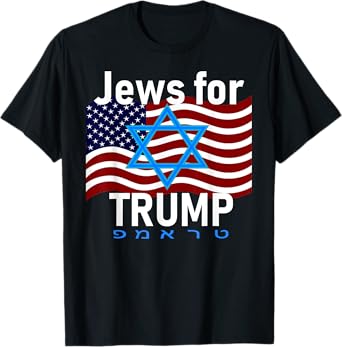 Jews for Trump American Flag Star of David Hebrew Supporter T-Shirt