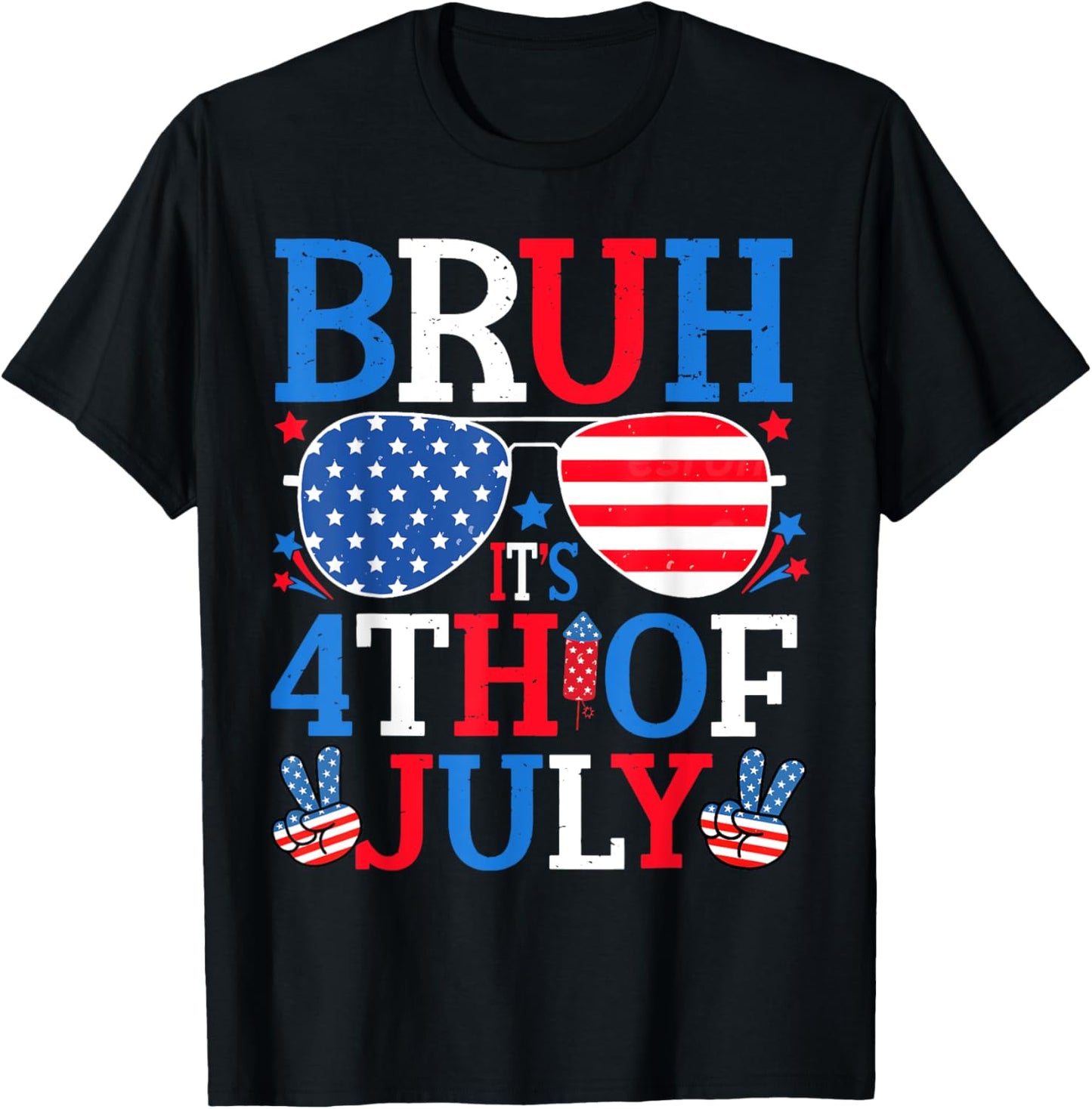Vintage Bruh It's 4th Of July Sunglasses Kids Fourth Of July T-shirt