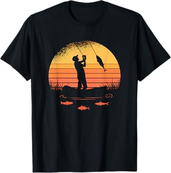 Fisherman Sunset catching a fish & view beneath the water T-Shirt