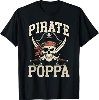 Pirate Poppa Funny Captain Matching Halloween Costume T-Shirt