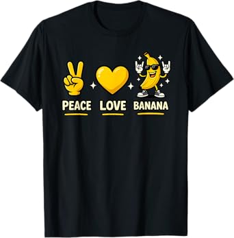 Cool Banana Graphic Tees Cute Peace Love Banana Gifts Women T-Shirt