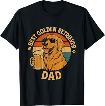 Best Golden Retriever Dad Retro Design T-Shirt