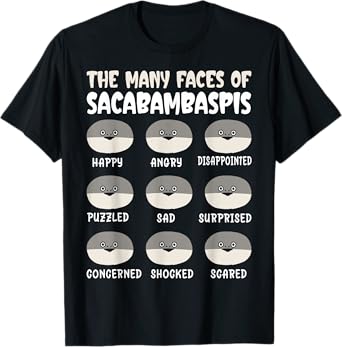 The Many Faces Of Sacabambaspis Funny Fish Meme T-Shirt