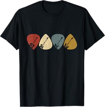 Guitarist, musician Guitar Pick T-Shirt - Unisex-Adults - Black - Small - Short Sleeve - Crew Collar - Modern - Retro - Vintage Design