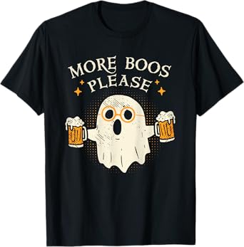 Retro More Boos Please Ghost Beer Halloween Costume Men Boys T-Shirt