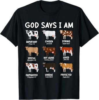 God Says I Am Cute Heifer Cow Bible Verse Christian T-Shirt