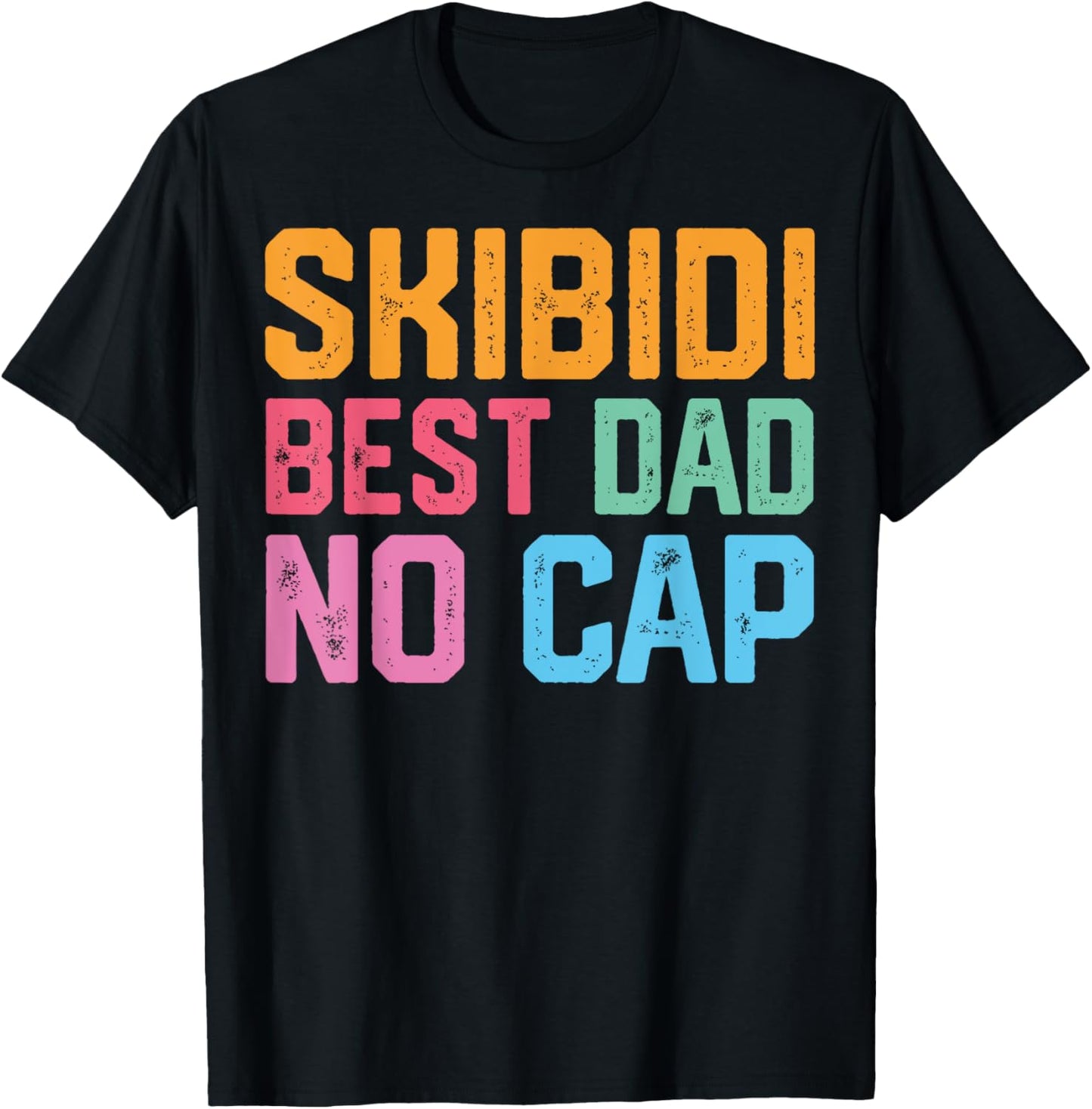 Vintage Skibidi Best Dad No Cap Dad Rizz Funny Father's Day T-Shirt