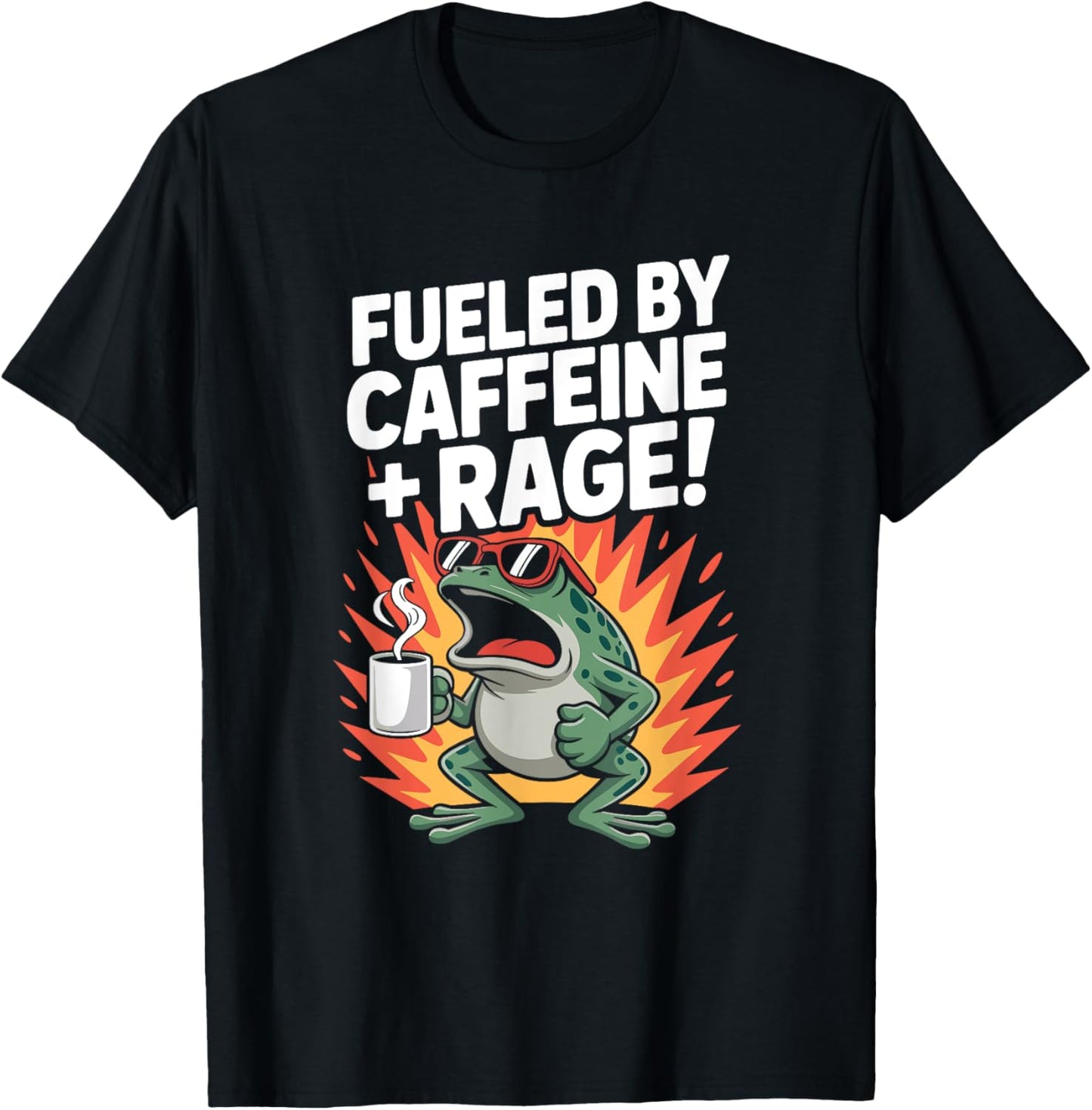 Fueled by Caffeine and Rage Funny Angry Animal Frog Coffee T-Shirt