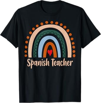 Spanish Teacher Boho Rainbow Back To School Appreciation T-Shirt for Men Women