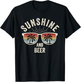 Vintage Retro Sunshine And Beer Craft Beer Brewery T-Shirt for Men Women