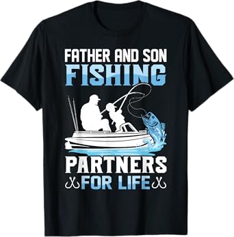 Father Son Fishing Partners For Life Funny Dad Son Matching T-Shirt
