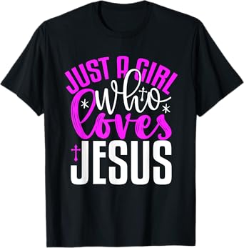 Just A Girl Who Loves Jesus Purple And White T-Shirt