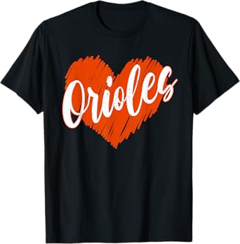 Retro Orioles-Name Love Heart Gifts Women Men Kids T-Shirt