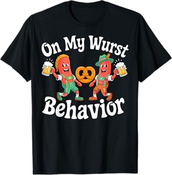On My Wurst Behavior Funny Bratwurst Beer German Oktoberfest T-Shirt