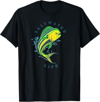Saltwater Life Saltwater Mahi Mahi Jumping Fishing T-Shirt