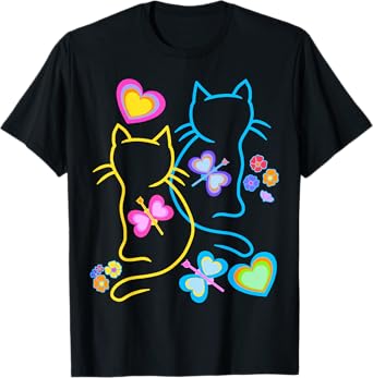 Children's Cats Child Cat Spring Summer Heart Hearts Baby Men Women Girls Kids T-Shirt