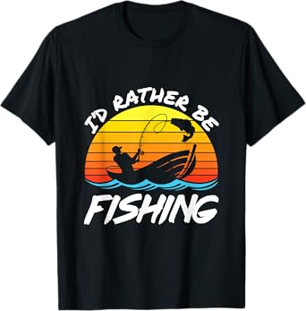I'd Rather Be Fishing Fisherman Dad Retro Father's Day T-Shirt