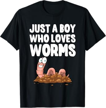 Cool Worm Gifts Love Worms Accessories & Stuff Boys Kids Worm Hunter Worm Farmer Composter T-Shirt